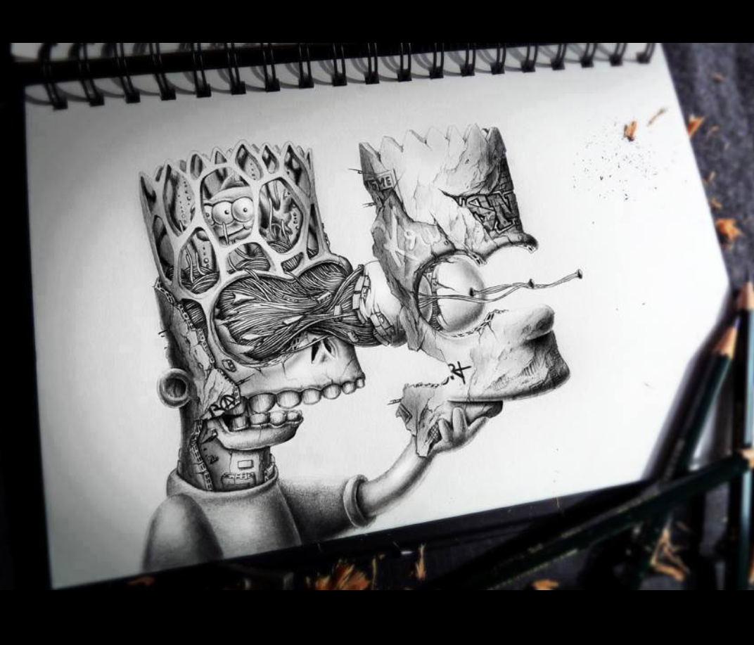 1072x917 insane bart simpson drawing - Insane Drawings