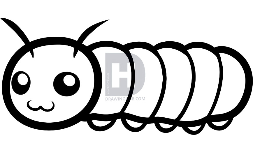 868x546 How To Draw A Caterpillar For Kids, Step - Insect Drawing For Kids