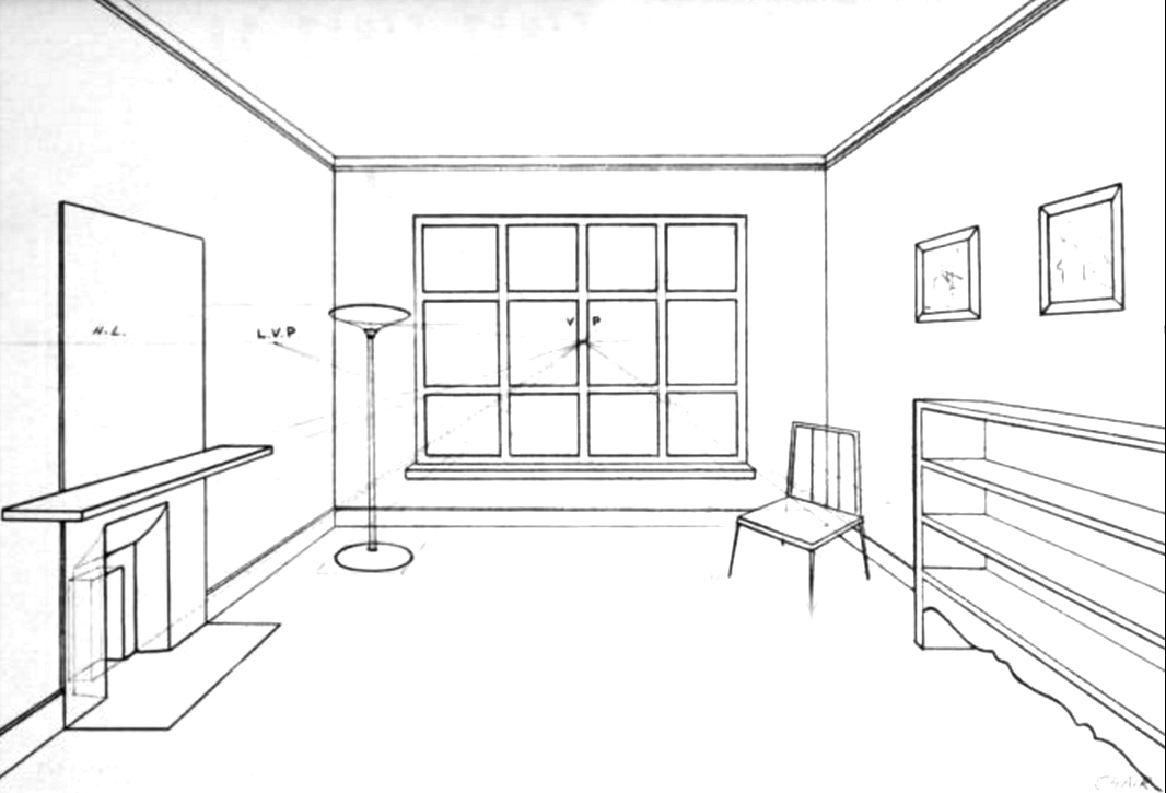 1066x725 How To Draw The Inside Of A Room With Point Perspective - Inside Drawing