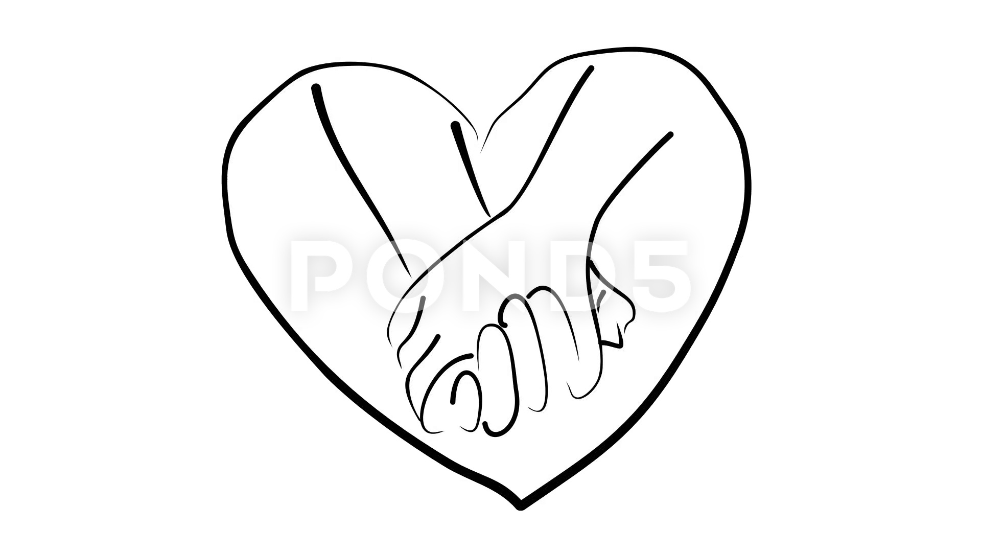 1920x1080 Video Animated Drawing Of Holding Hands Inside Heart Shape - Inside Drawing