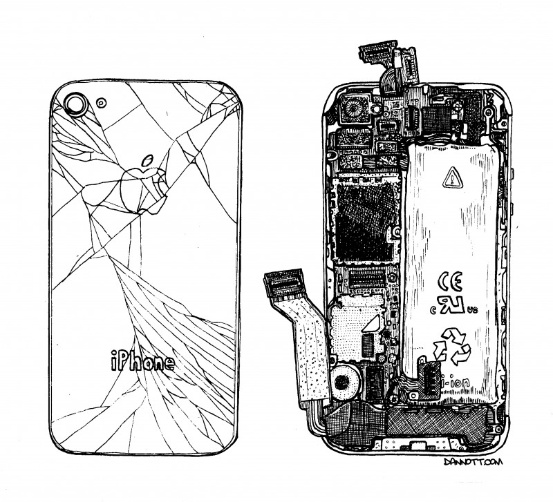 800x727 Apple Iphone Drawing Dan Nott - Inside Drawing
