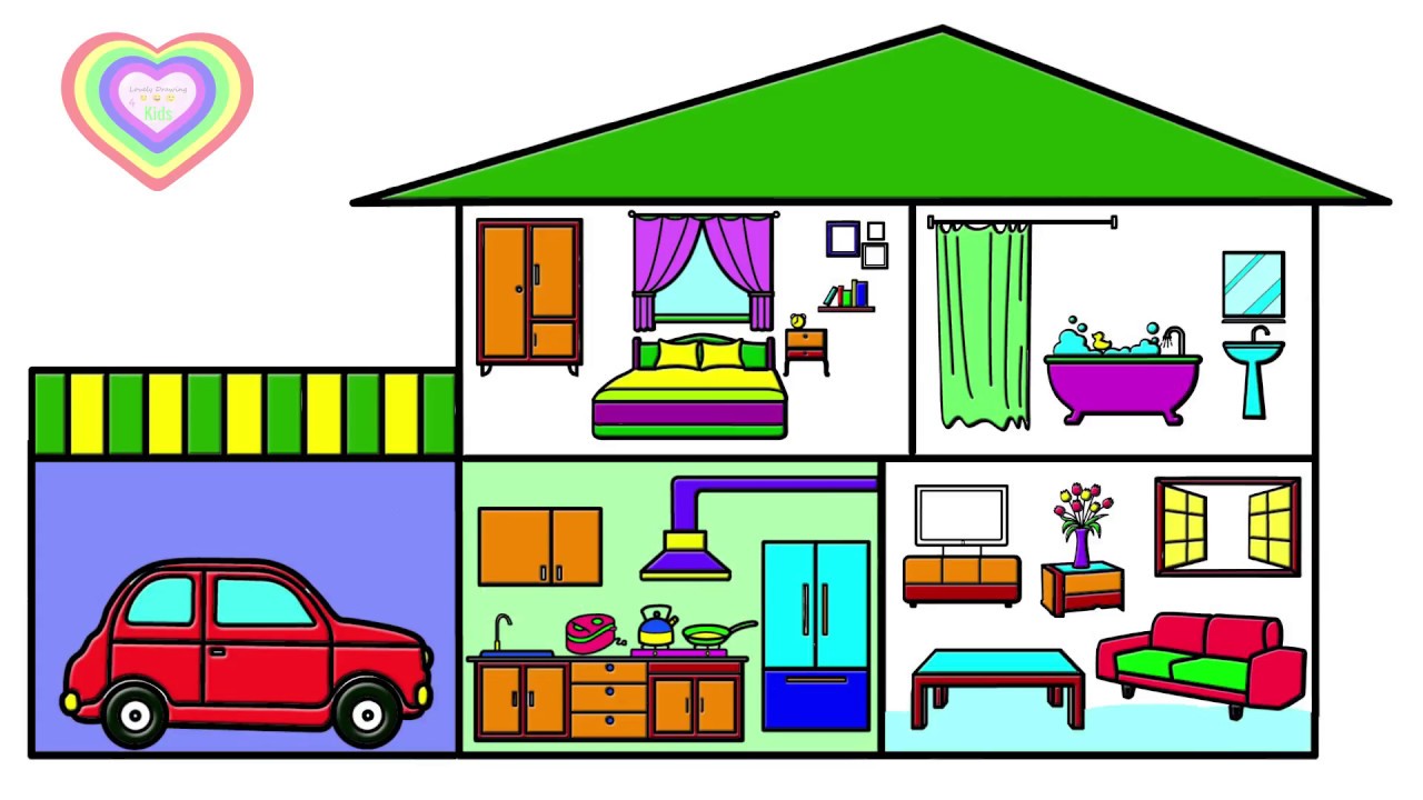 1280x720 Inside House Drawing And Coloring Coloring Pages Bathroom Bedroom - Inside Of House Drawing
