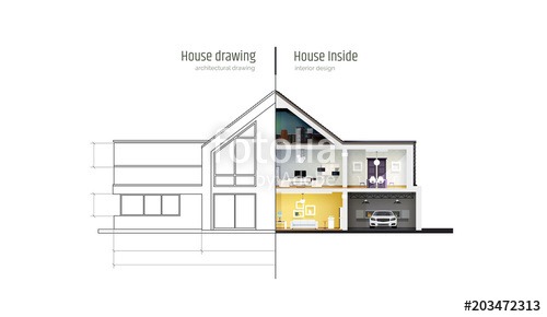 500x290 House In Cross Section Drawing Inside Interior Modern House - Inside Of House Drawing