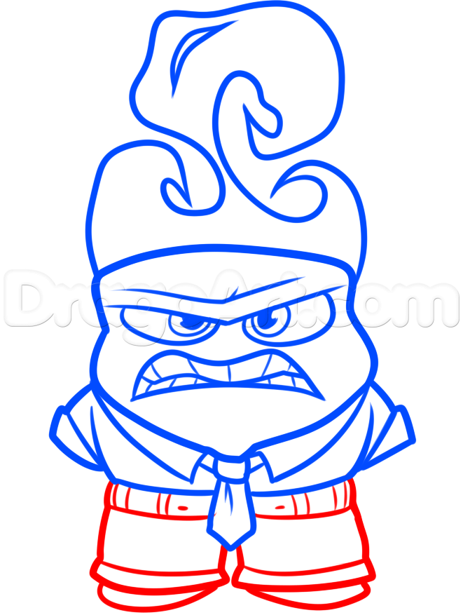 661x877 How To Draw Anger From Inside Out, Step - Inside Out Anger Drawing