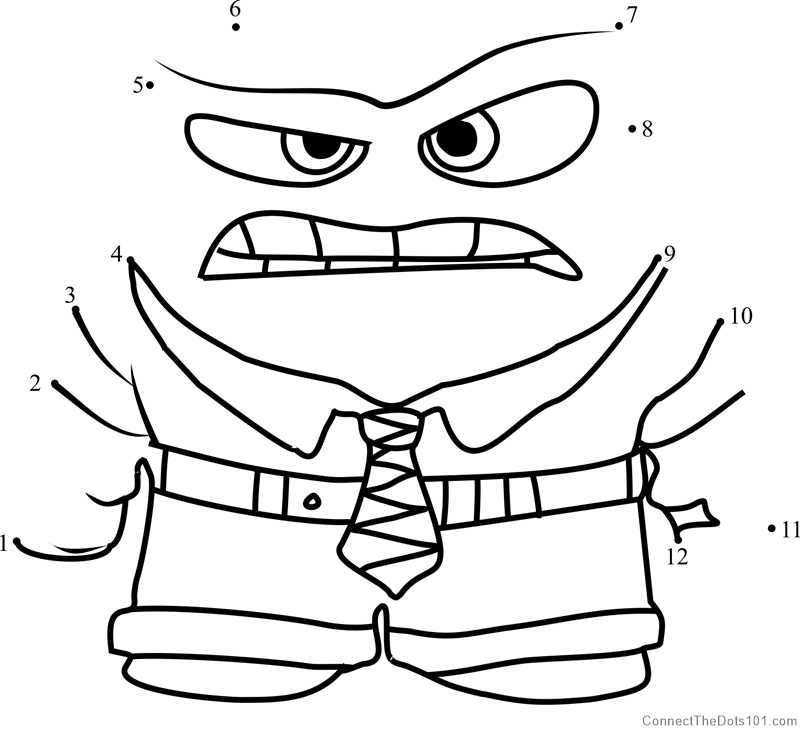 800x735 Inside Out Anger Angry Dot To Dot Printable Worksheet - Inside Out Anger Drawing