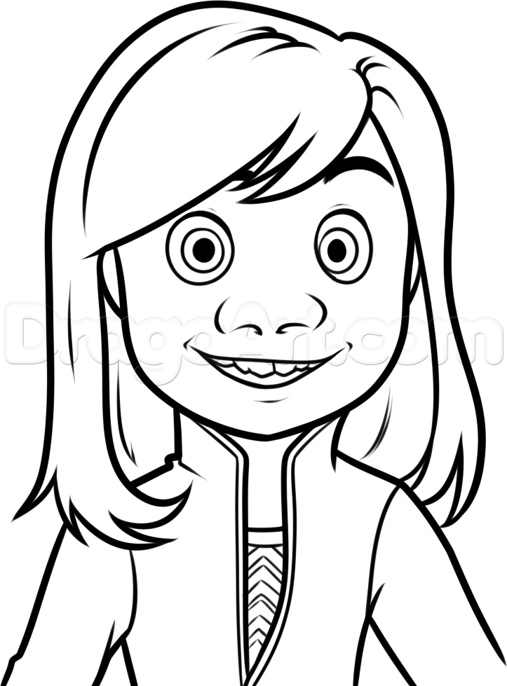 723x979 How To Draw Riley From Inside Out, Step - Inside Out Drawing