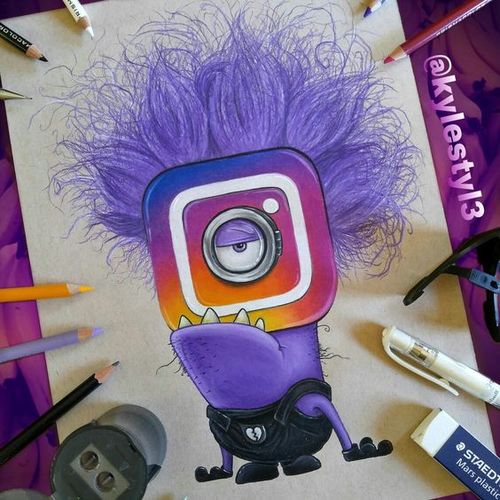 500x500 new instagram logo and evil minion social media mash up drawing - Instagram Logo Drawing