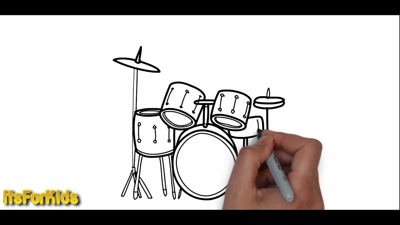 1280x720 How To Draw Musical Instruments For Kids Itsforkids - Instrument Drawing