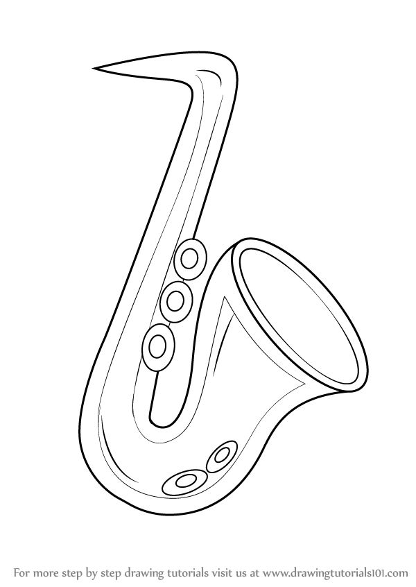 600x846 Learn How To Draw A Saxophone For Kids - Instrument Drawing