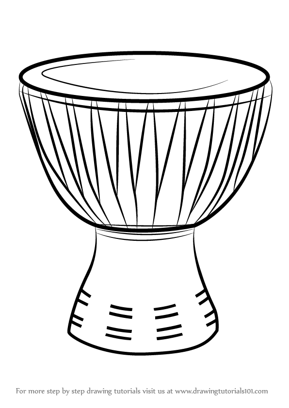 596x842 Learn How To Draw An African Drum - Instrument Drawing