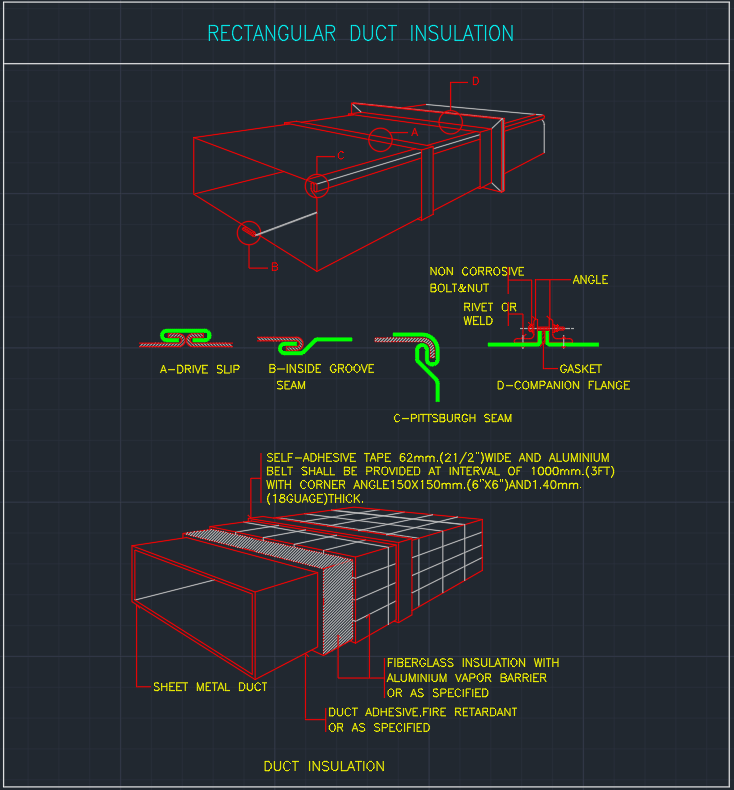 734x790 rectangular duct insulation - Insulation Drawing
