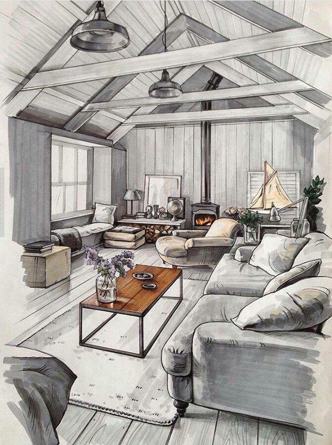 671x897 related image cabin interior architecture drawing, interior - Interior Design Drawing