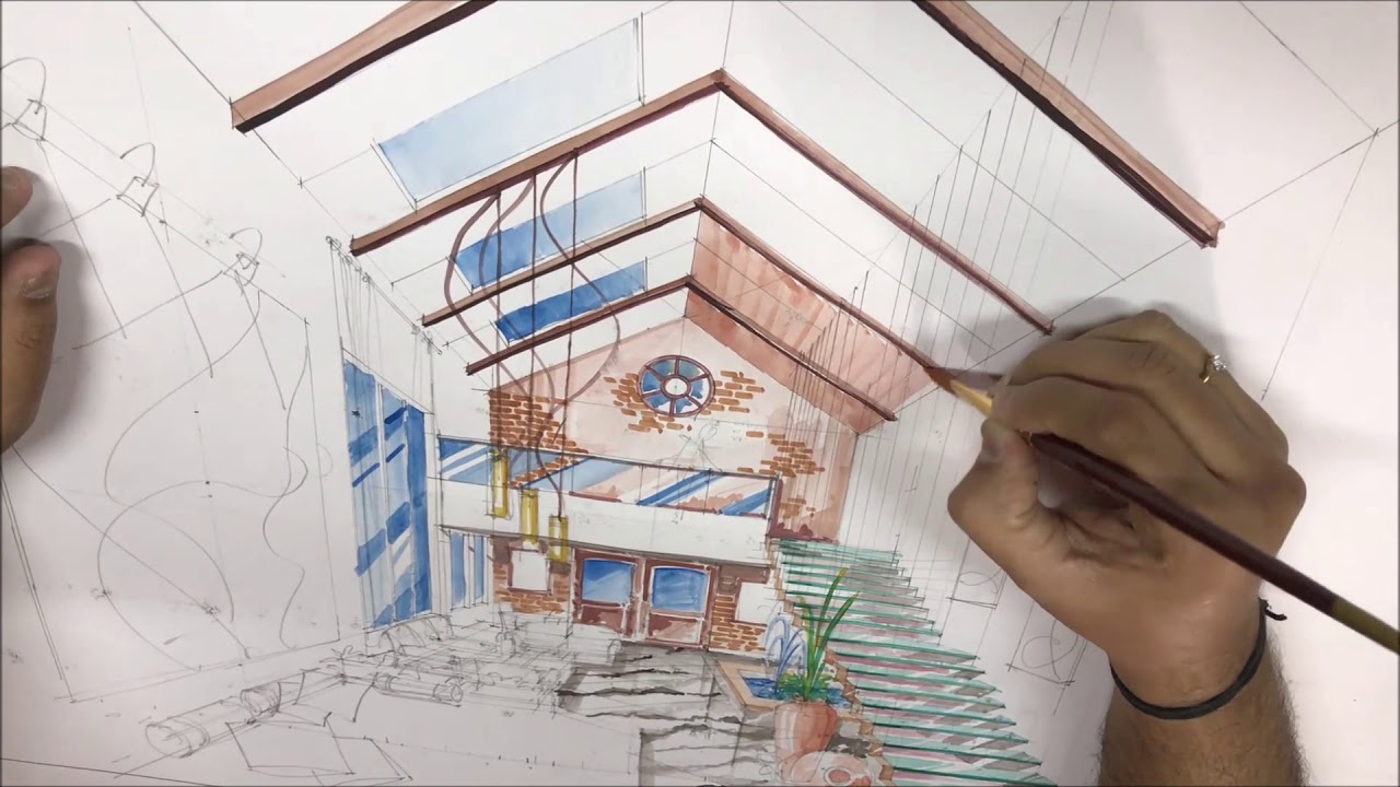 1280x720 Interior Design Perspective Drawing - Interior Design Drawing