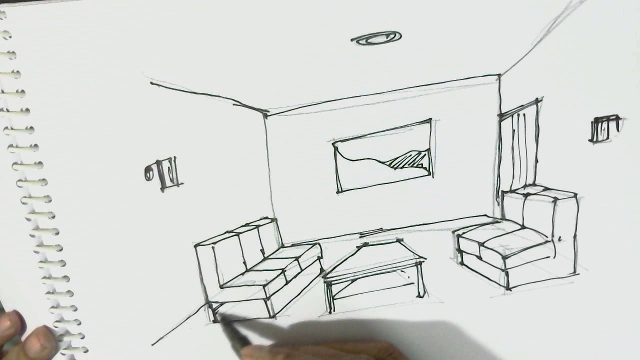 1280x720 How To Draw Interior View Of Room - Interior Drawing