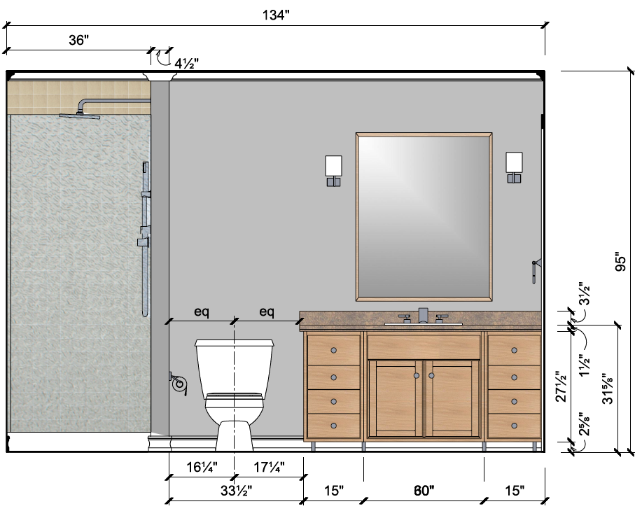 917x730 interior elevations with dimensions - Interior Elevation Drawing