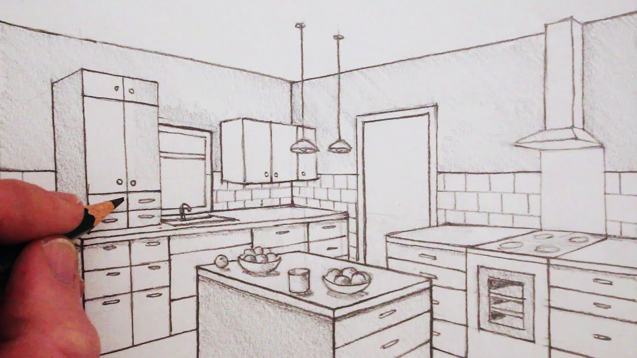1280x720 How To Draw A Room In Two Point Perspective Time Lapse - Interior Perspective Drawing
