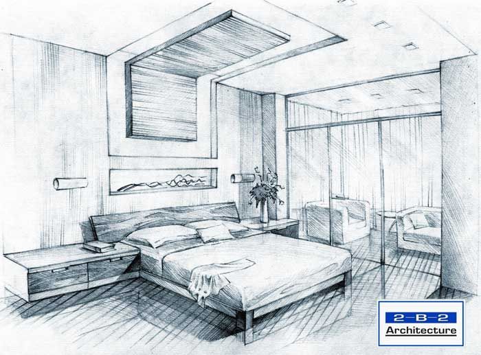 700x517 interior perspective drawing perspective drawings bedroom - Interior Perspective Drawing