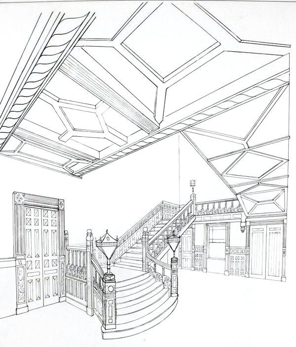 600x705 perspective room drawing living room interior perspective drawings - Interior Perspective Drawing