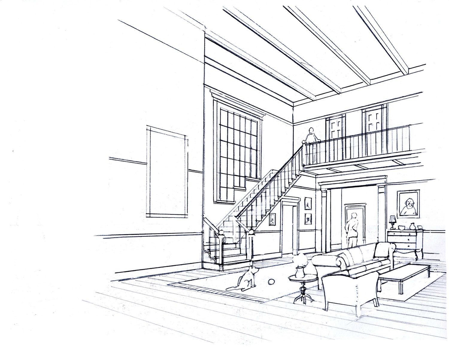1500x1159 Interior Room Perspective Drawing - Interior Perspective Drawing