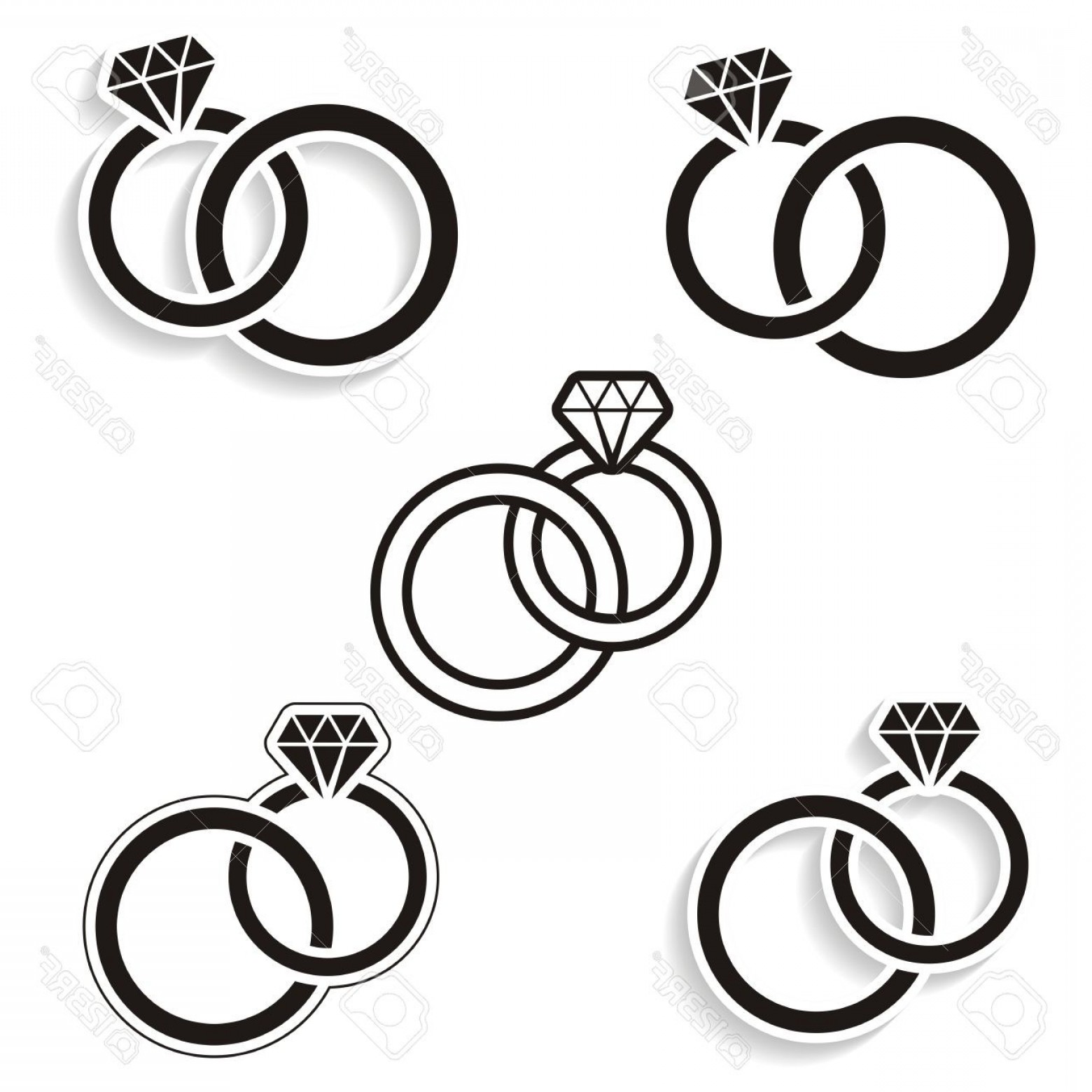 1560x1560 Diamond Wedding Ring Drawing Jewelry - Interlocking Wedding Rings Drawing