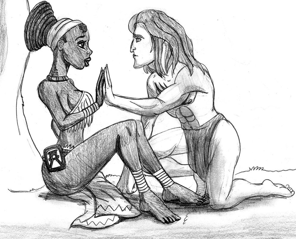 993x804 Tarzan Drawing Jane Love For Free Download - Interracial Couple Drawing