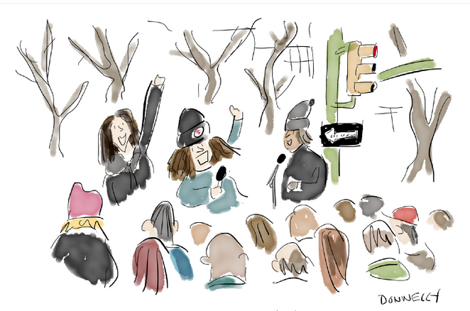 662x438 Post Of Interest Liza Donnelly Live Drawing The Women's March - Interview Drawing