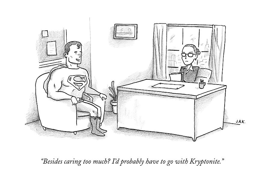 899x615 superman sits at a job interview drawing - Interview Drawing