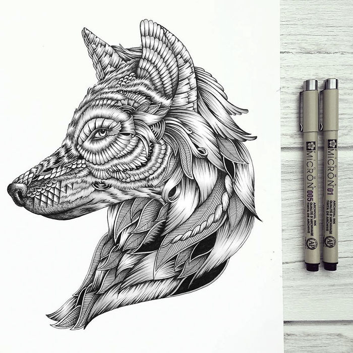 700x700 incredibly detailed animal drawings - Intricate Drawings