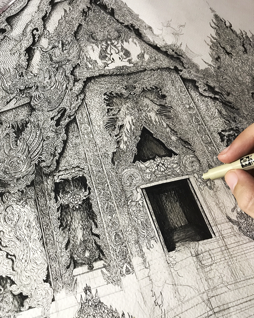 880x1100 japanese artist creates the most intricate drawings of famous - Intricate Drawings