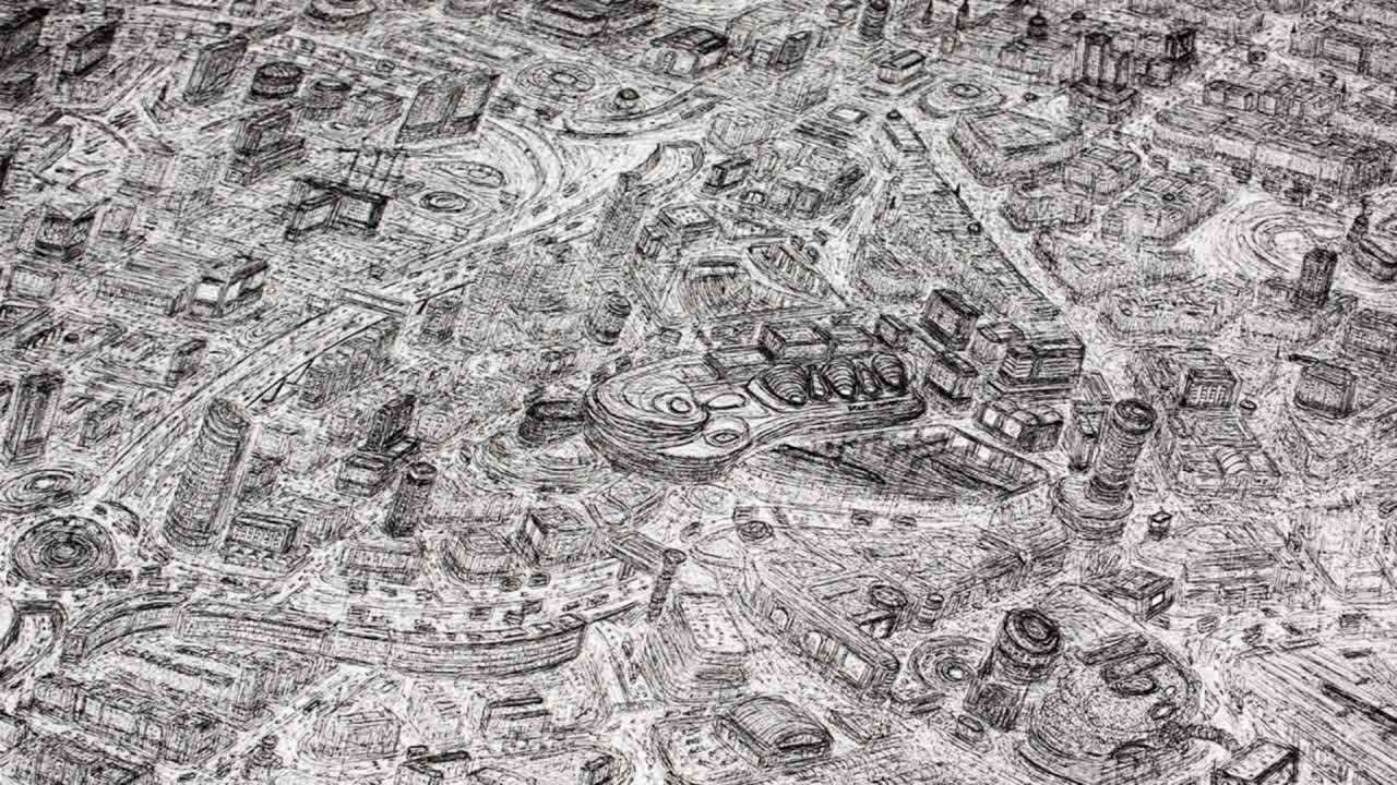 1280x720 artist creates intricate cityscape drawings - Intricate Drawings