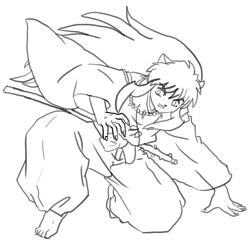 500x486 How To Draw Inuyasha With Step - Inuyasha Drawing