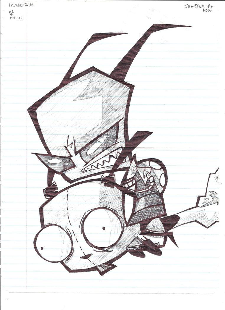 762x1048 Invader Zim Bnw Drawing - Invader Zim Drawings