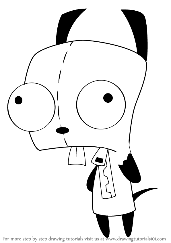 596x845 Learn How To Draw Gir From Invader Zim - Invader Zim Drawings