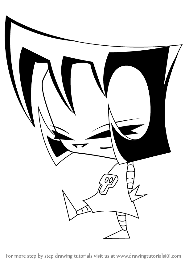 600x846 Learn How To Draw Gaz From Invader Zim - Invader Zim Drawings