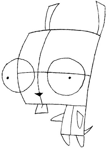 350x484 Step Drawing Tutorial Gir From Invader Zim In Easy Steps - Invader Zim Drawings