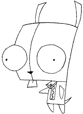 350x478 Step Drawing Tutorial Gir From Invader Zim In Easy Steps - Invader Zim Drawings