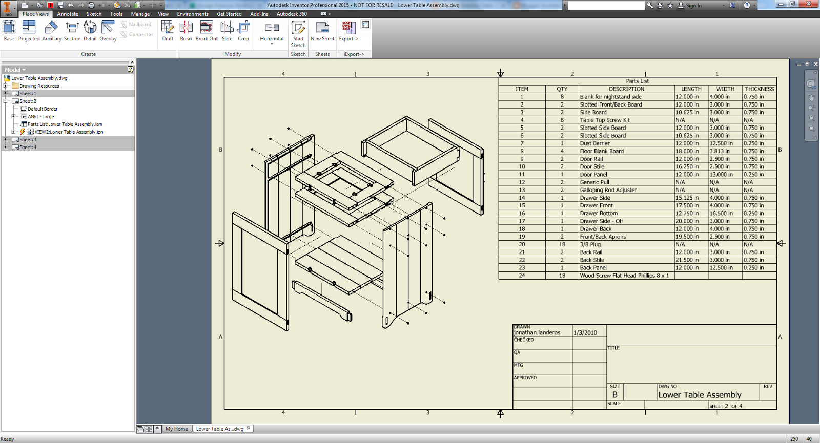 мебель в autodesk inventor