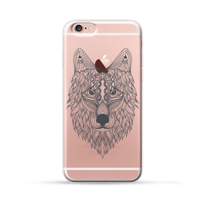 700x700 Mandala Wolf Hand Drawing Ethnic Soft Tpu Clear Case For Iphone - Iphone 7 Drawing