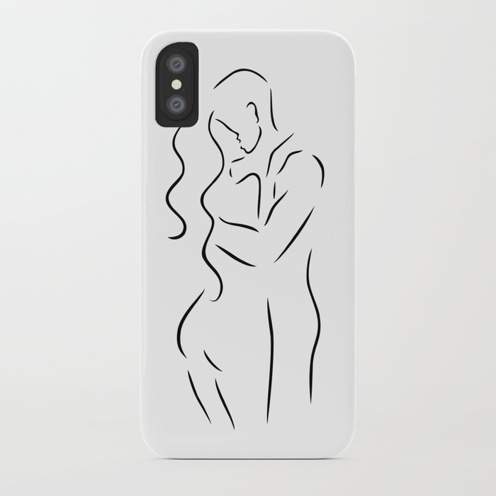 700x700 Kiss Drawing Minimalist Couple Line Art Iphone Case - Iphone Case Drawing