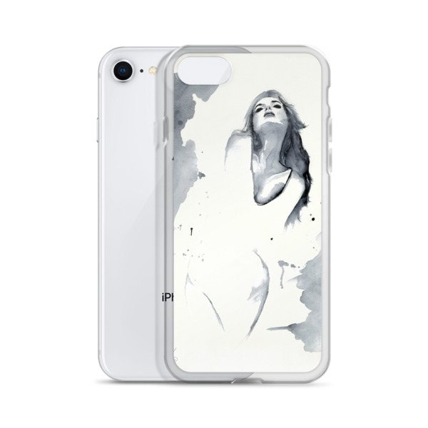 600x600 Hand Drawing Watercolor Fashion Illustration Black And White - Iphone Case Drawing