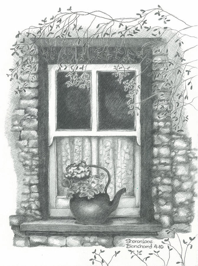 671x900 ireland cottage window drawing - Ireland Drawing