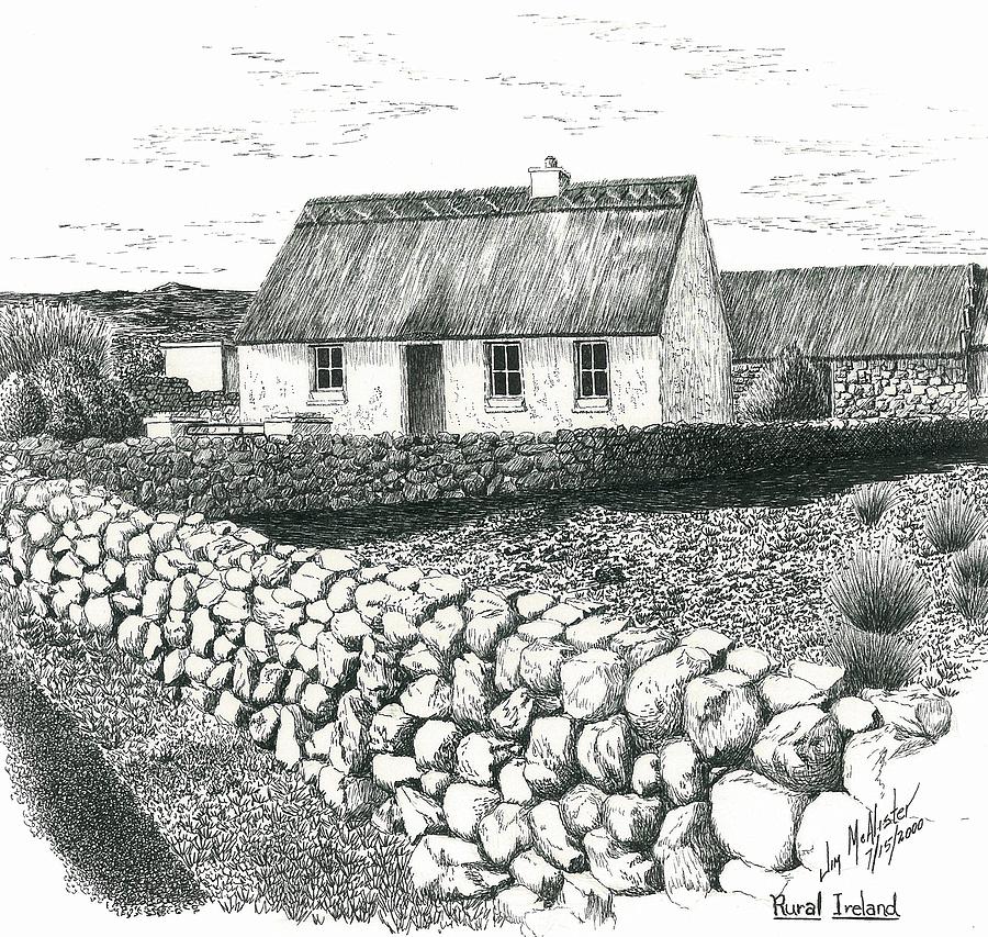 900x853 rural irish cottage drawing - Ireland Drawing