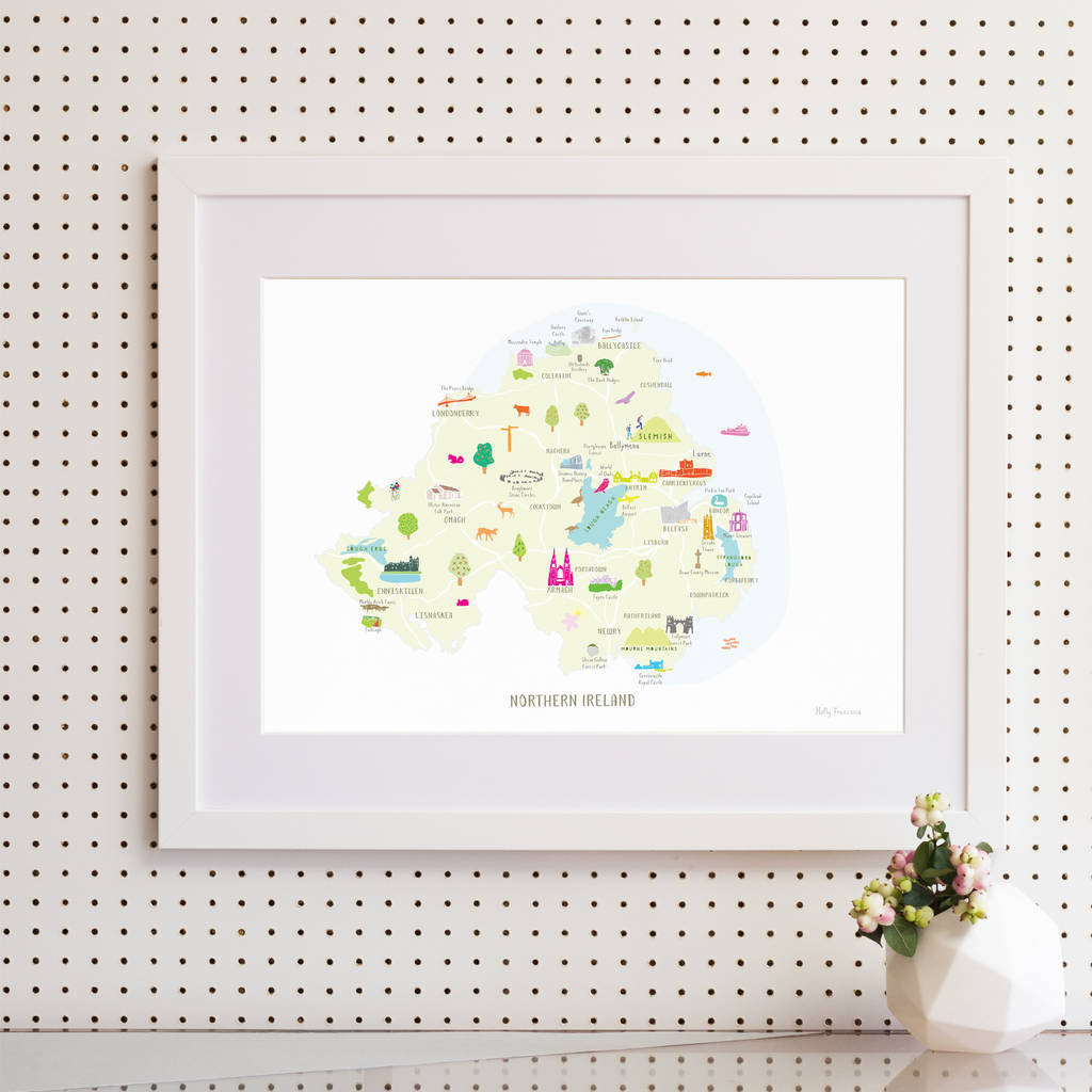 1024x1024 Map Of Northern Ireland Art Print - Ireland Map Drawing