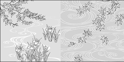 424x214 Vector Line Drawing Of Flowers - Iris Line Drawing