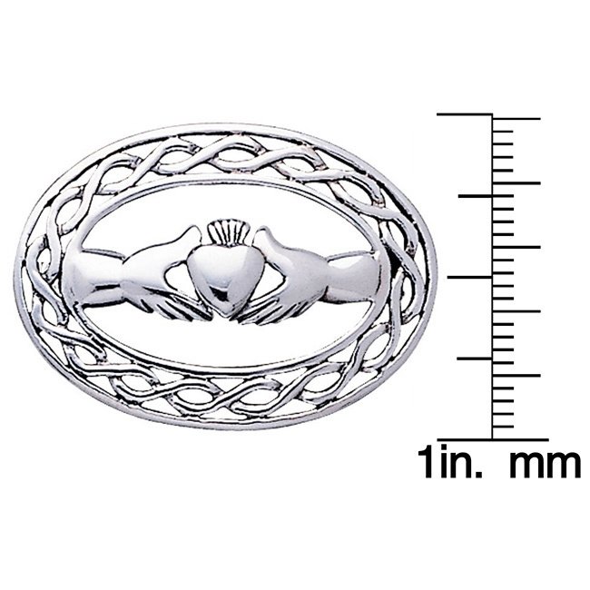 650x650 shop sterling silver irish claddagh with celtic knot work brooch - Irish Claddagh Drawing