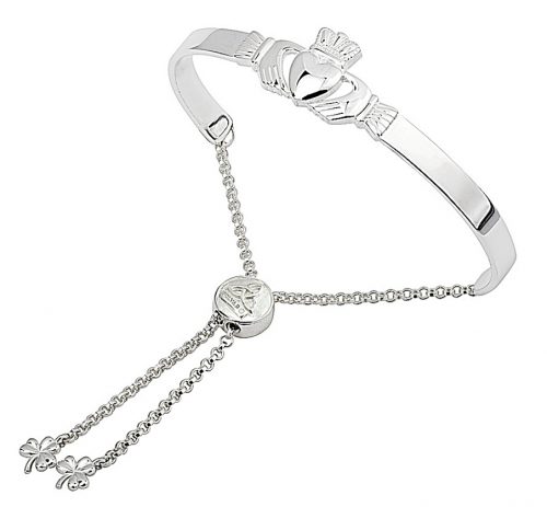 500x463 Sterling Silver Plain Claddagh Draw String Bangle Bracelet House - Irish Claddagh Drawing