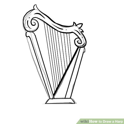 500x500 How To Draw A Harp Steps - Irish Harp Drawing