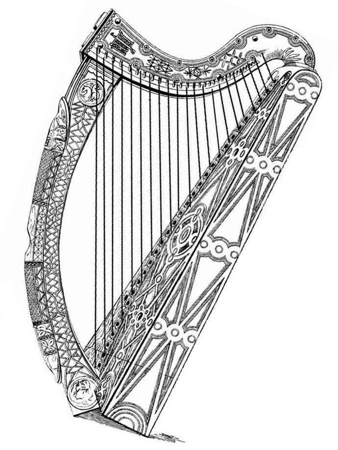 690x918 Ireland Is The Only Country In The World With A Musical Instrument - Irish Harp Drawing