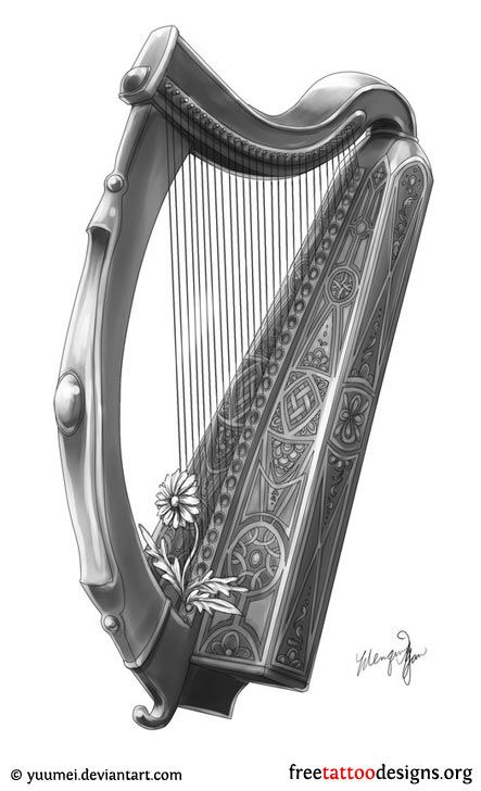 Irish Harp Drawing at PaintingValley.com | Explore collection of Irish ...
