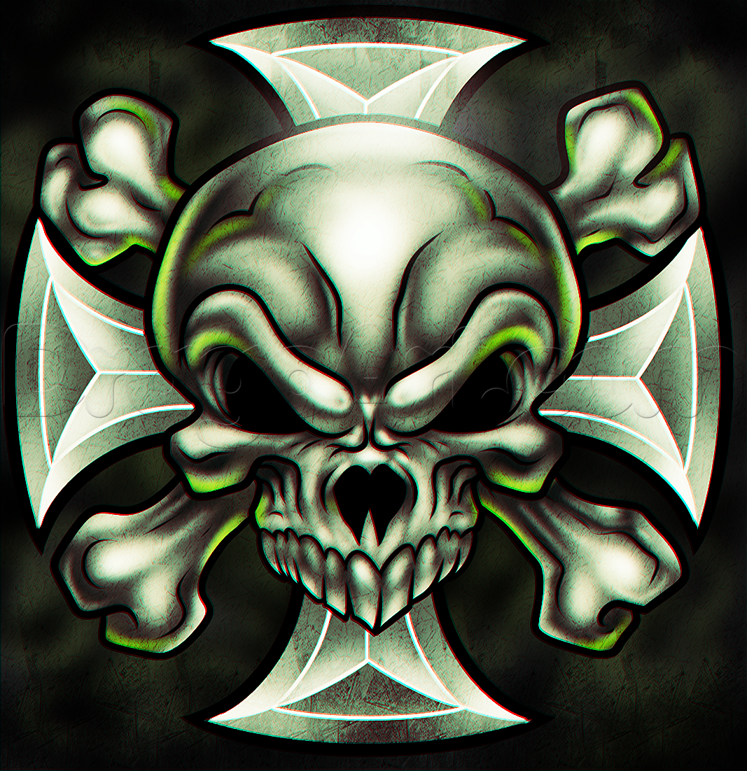 1067x1102 How To Draw An Iron Cross Skull, Step - Iron Cross Drawing